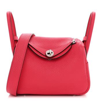 HERMES Taurillon Clemence Mini Lindy 20 Rose Extreme